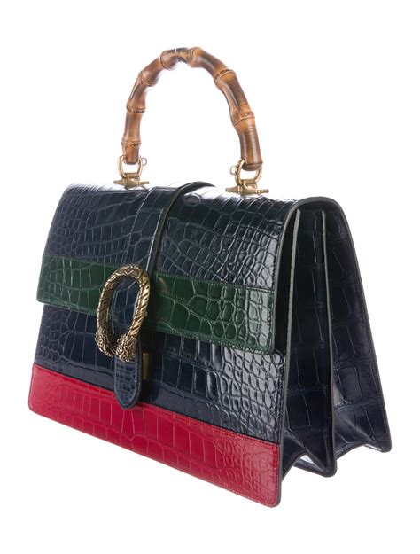 gucci brown leather bag fringe|Gucci dionysus crocodile leather.